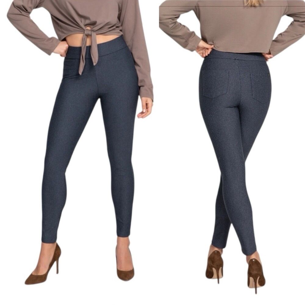 Honeylove EverReady Ponte Pant Medium Stormy Blue Casual Pull-On Slimming New